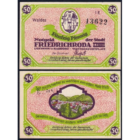 Allemagne - Notgeld - Friedrichroda - 50 pfennig - Type 1E - 1920 - Etat : NEUF