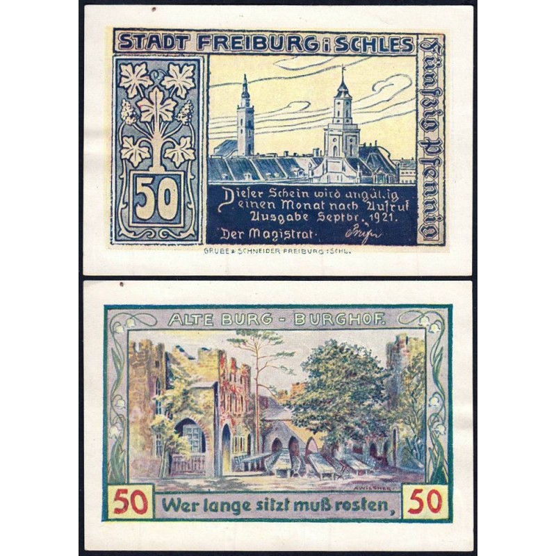 Pologne - Notgeld - Freiburg (Swiebodzice) - 50 pfennig - Type 2 - 09/1921 - Etat : SPL