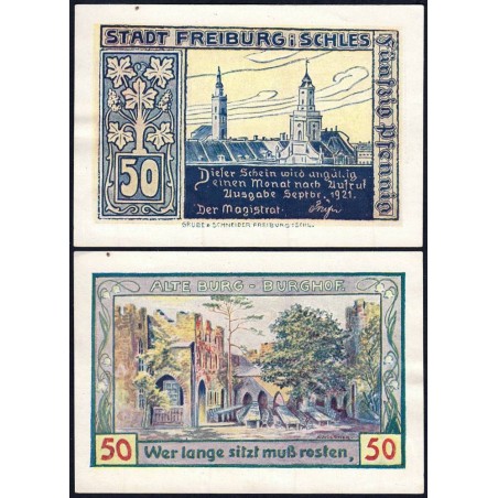 Pologne - Notgeld - Freiburg (Swiebodzice) - 50 pfennig - Type 2 - 09/1921 - Etat : SPL