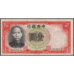 Chine - Central Bank of China - Pick 212a - 1 yüan - Série Y/S - 1936 - Etat : TTB+