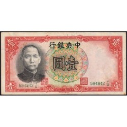 Chine - Central Bank of China - Pick 212a - 1 yüan - Série Y/U - 1936 - Etat : TTB+