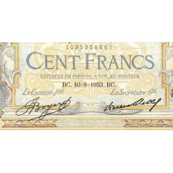 F 24-12a - 10/08/1933 - 100 francs - Merson grands cartouches - Série J.41415 - Etat : TTB