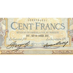 F 24-12a - 10/08/1933 - 100 francs - Merson grands cartouches - Série H.41432 - Etat : TTB