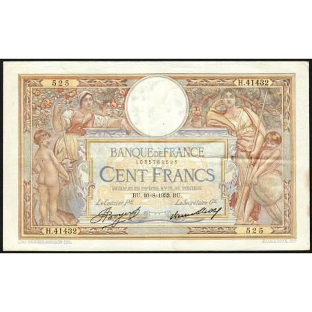 F 24-12a - 10/08/1933 - 100 francs - Merson grands cartouches - Série H.41432 - Etat : TTB