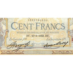 F 24-12a - 10/08/1933 - 100 francs - Merson grands cartouches - Série H.41432 - Etat : TB+