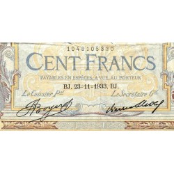 F 24-12a - 23/11/1933 - 100 francs - Merson grands cartouches - Série F.41925 - Etat : TTB-