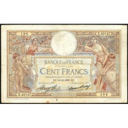 F 24-12a - 14/12/1933 - 100 francs - Merson grands cartouches - Série X.42147 - Etat : TB+