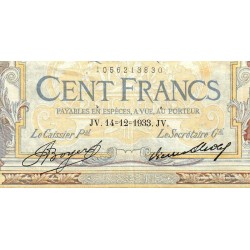 F 24-12a - 14/12/1933 - 100 francs - Merson grands cartouches - Série O.42249 - Etat : TTB-