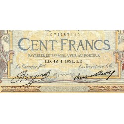 F 24-13 - 18/01/1934 - 100 francs - Merson grands cartouches - Série N.42856 - Etat : TB