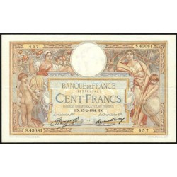 F 24-13 - 15/02/1934 - 100 francs - Merson grands cartouches - Série S.43081 - Etat : SUP-