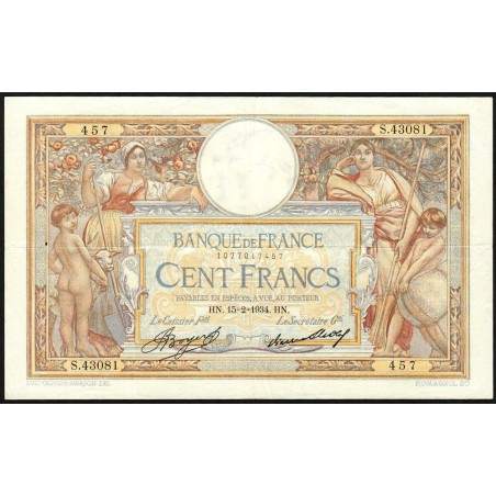 F 24-13 - 15/02/1934 - 100 francs - Merson grands cartouches - Série S.43081 - Etat : SUP-