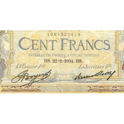 F 24-13 - 22/02/1934 - 100 francs - Merson grands cartouches - Série C.43374 - Etat : TB