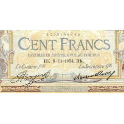 F 24-13 - 08/11/1934 - 100 francs - Merson grands cartouches - Série X.46390 - Etat : TTB