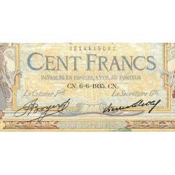 F 24-14 - 06/06/1935 - 100 francs - Merson grands cartouches - Série Q.48577 - Etat : TB