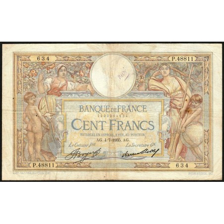 F 24-14 - 04/07/1935 - 100 francs - Merson grands cartouches - Série P.48811 - Etat : TB-