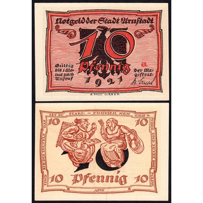 Allemagne - Notgeld - Arnstadt - 10 pfennig - Lettre a - 1921 - Etat : NEUF