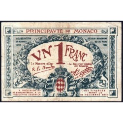 Monaco - Pirot 136-6 - 1 franc - Série D - 16/03/1920 (1921) - Etat : TB