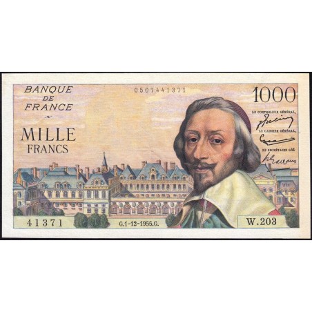 F 42-17 - 01/12/1955 - 1000 francs - Richelieu - Série W.203 - Remplacement - Etat : TTB+