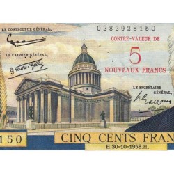 F 52-01 - 30/10/1958 - 5 nouv. francs sur 500 francs - Victor Hugo - Série E.114 - Etat : TTB+