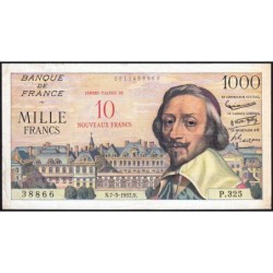 F 53-01 - 07/03/1957 - 10 nouv. francs sur 1000 francs - Richelieu - Série P.325 - Etat : TTB