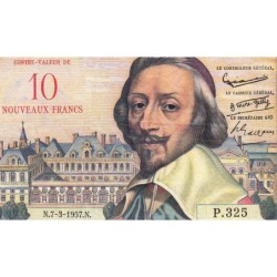 F 53-01 - 07/03/1957 - 10 nouv. francs sur 1000 francs - Richelieu - Série P.325 - Etat : TTB