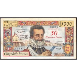 F 54-01 - 30/10/1958 - 50 nouv. francs sur 5000 francs - Henri IV - Série T.95 - Etat : TTB-