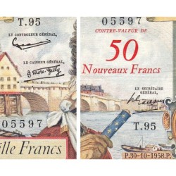 F 54-01 - 30/10/1958 - 50 nouv. francs sur 5000 francs - Henri IV - Série T.95 - Etat : TTB-