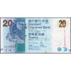 Hong Kong - Standard Ch. Bank - Pick 297e - 20 dollars - Série GD - 01/01/2016 - Etat : NEUF