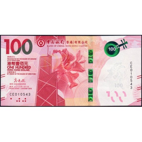 Hong Kong - Bank of China - Pick 350a - 100 dollars - Série CE - 01/01/2018 - Etat : NEUF