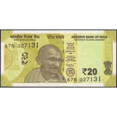 Inde - Pick 110d_1 - 20 rupees - Série 67N - Lettre A - 2022 - Etat : NEUF