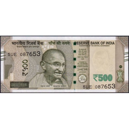 Inde - Pick 114c_1 - 500 rupees - Série 5UE - Lettre A - 2018 - Etat : NEUF