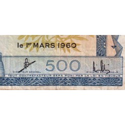 Guinée - Pick 14a - 500 francs - Série L - 01/03/1960 - Etat : TB+