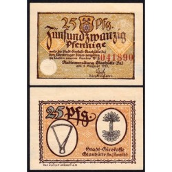 Allemagne - Notgeld - Glashütte - 25 pfennig - Konto 5 - Type 6 - 01/08/1921 - Etat : SPL