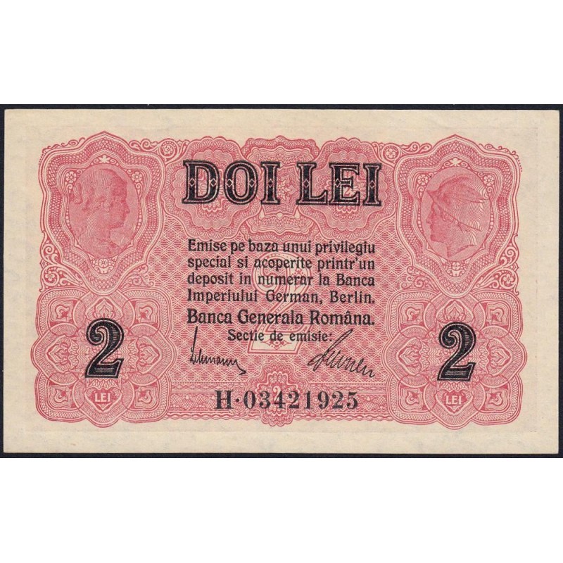 Roumanie - Pick M4a - 2 lei - Série H - 1917 - Etat : pr.NEUF