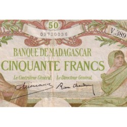 Madagascar - Pick 38b - 50 francs - Série V.389 - 1937 - Etat : TTB