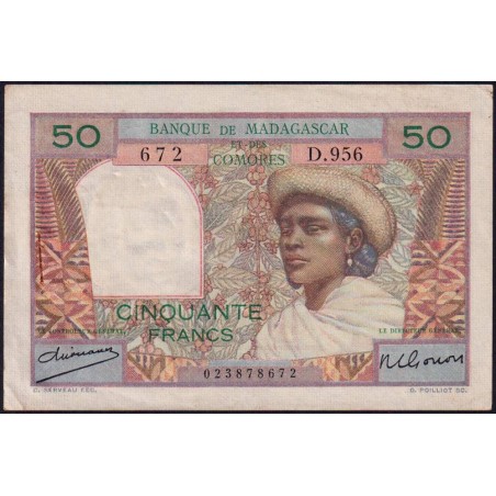 Madagascar - Pick 45a - 50 francs - Série D.956 - 1950 - Etat : TTB+