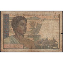 Madagascar - Pick 46b - 100 francs - Série F.1756 - 1950 - Etat : B-