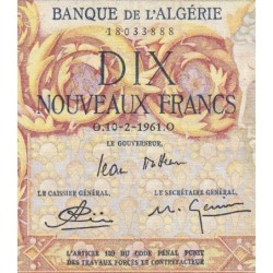 Algérie - Pick 119a_2- 10 nouv. francs - Série J.722 - 10/02/1961 - Etat : TTB