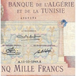 Algérie - Pick 109a_1 - 5'000 francs - Série U.199 - 13/10/1949 - Etat : TB à TB+