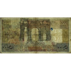 Algérie - Pick 109a_1 - 5'000 francs - Série U.199 - 13/10/1949 - Etat : TB à TB+