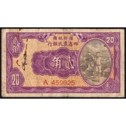 Chine - B. Agri. 4 Provinces - Pick A84A - 20 cents - Série A - 1933 - Etat : TB-