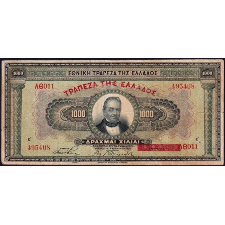 Grèce - Pick 100b - 1'000 drachmai - Série ΛΘ 011 - 04/11/1926 (1928) - Etat : TB