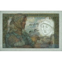 F 08-01 - 11/09/1941 - 10 francs - Mineur - Série W.1 - Remplacement - Etat : NEUF