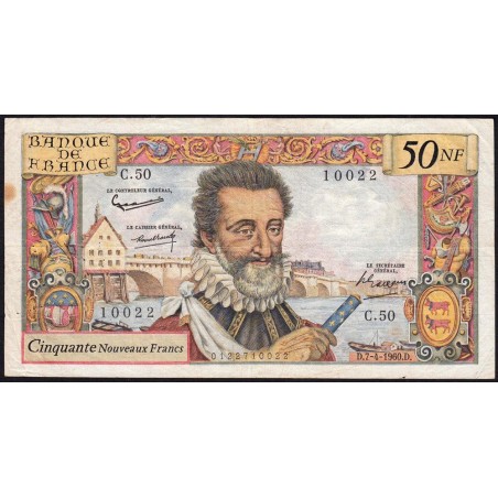 F 58-05 - 07/04/1960 - 50 nouv. francs - Henri IV - Série C.50 - Etat : TB