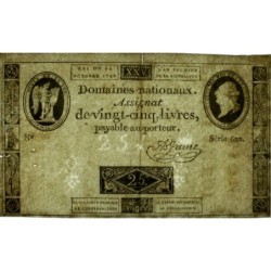 Assignat 37a - 25 livres - 24 octobre 1792 - Série 622 - Etat : TB+