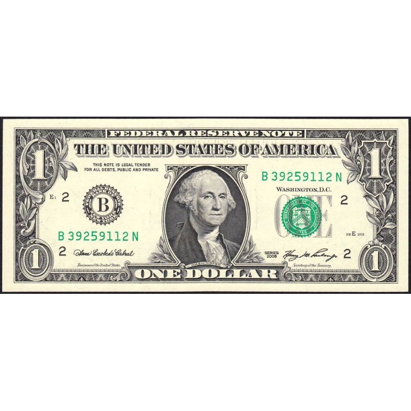 Etats Unis - Pick 523a_2 - 1 dollar - Série B N - 2006 - New York - Etat : NEUF