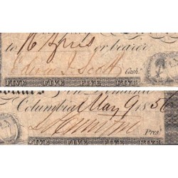 Etats Unis - Caroline du Sud - Columbia - 5 dollars - Lettre A - 09/05/1856 - Etat : TB-