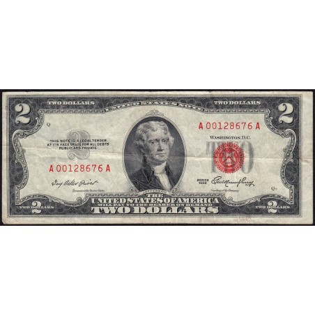 Etats Unis - Pick 380 - 2 dollars - Série A A - 1953 - Etat : TB