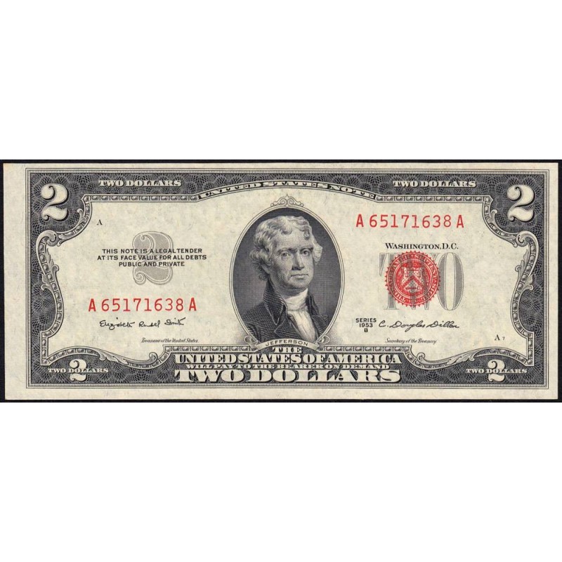 Etats Unis - Pick 380b - 2 dollars - Série A A - 1953 B - Etat : pr.NEUF