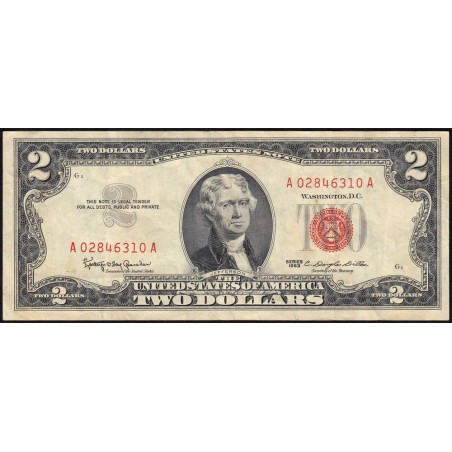 Etats Unis - Pick 382a - 2 dollars - Série A A - 1963 - Etat : TTB